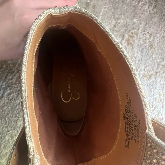 Jessica Simpson Cream Rhinestone Western Ankle Boots - Picture 8 of 11